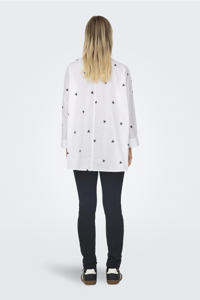 ONLNEW LINA GRACE LS EMB SHIRT NOOS 15283743 Bright White/BLACK BOW